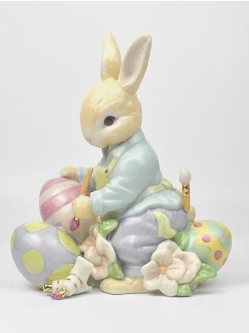 Lenox Bunny's Easter Eggs Porcelain Figure 9.25" Handpained with Original Box